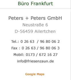 Peters + Peters GmbH - Bro Mitte / Frankfurt - 56459 Ailertchen, Neustrae 6